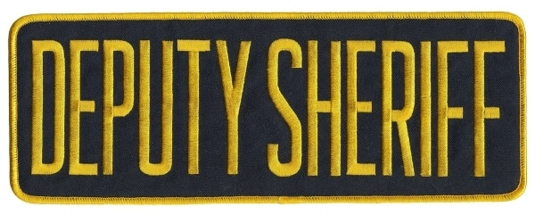 DEPUTY SHERIFF Back Patch, Hook, Medium Gold/Midnight, 11x4&#34;-Hero&#8216;s Pride