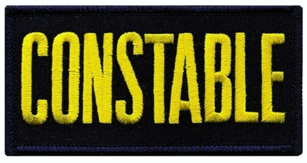 CONSTABLE Chest Patch, Hook, Medium Gold/Midnight Blue 4x2&#34;-HP