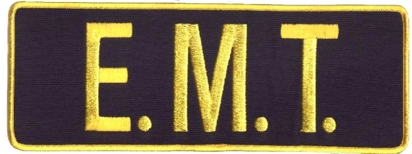 E.M.T. Back Patch; Hook; Medium Gold/Navy Blue-