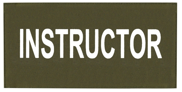 INSTRUCTOR Chest Patch, Printed, Hook w/Loop, Tactical Stlye, White/O.D., 5-1/2x2-5/8&#34;-HP