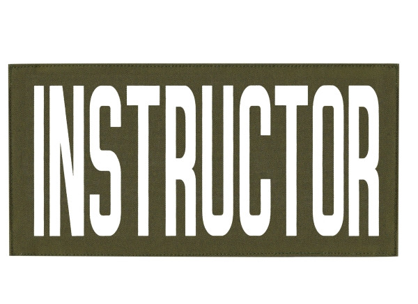 INSTRUCTOR, Back Patch, Printed, Hook w/Loop, Tactical Style, White/O.D., 11x5-1/2&#34;-Hero&#8216;s Pride