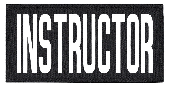 INSTRUCTOR, Back Patch, Printed, Hook w/Loop, Tactical Style, White/Black, 11x5-1/2&#34;-Hero&#8216;s Pride