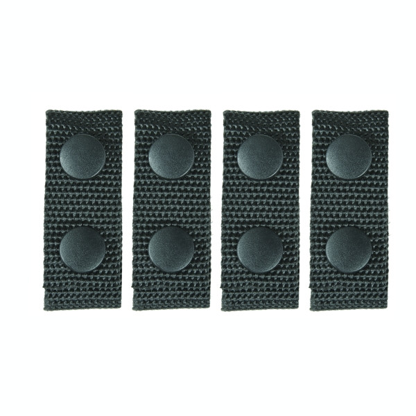 Ballistic Deluxe Belt Keepers, 1&#34;,, Fits: 2.5&#34;W Duty Belt, Black, Black Snaps-HP