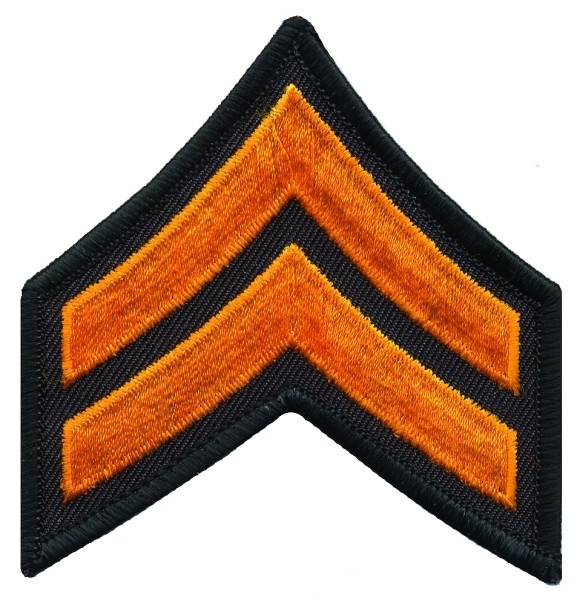 CPL Chevrons, Merrowed Border, Dark Gold/Black, 3&#34; Wide-Hero&#8216;s Pride