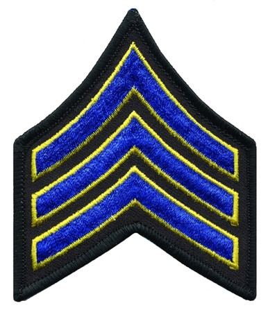 Sergeant Border SGT Chevrons, Merrowed Border, Royal-Medium Gold/Black, 3