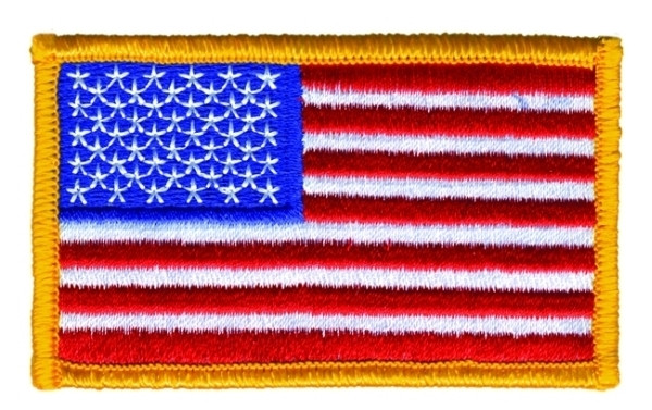 U.S. Flag Patch, Dark Gold, 3-1/4x1-13/16&#34;-HP