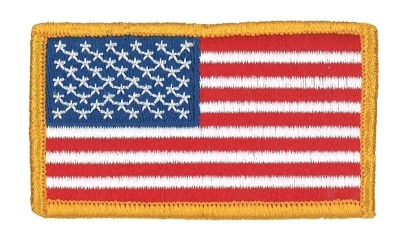 U.S. Flag Patch, Hook, Dark Gold, 3-1/4x1-13/16&#34;-Hero&#8216;s Pride