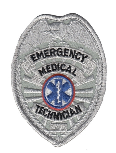 EMT Badge Patch, Silver, 2-1/2 x 3-1/2&#34;-Hero&#8216;s Pride