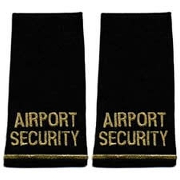 AIRPORT SECURITY, Pair, Metal.Gold/DkNvy, 2-1/4x4-1/8&#34;-HP