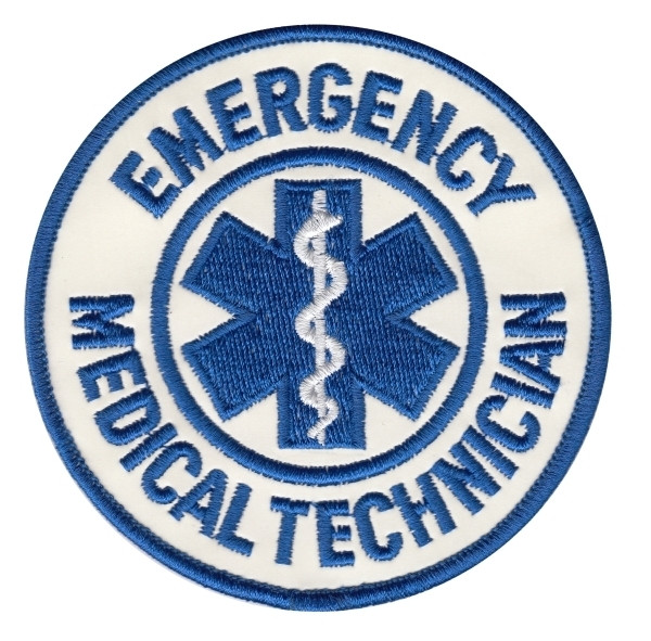 EMERGENCY MEDICAL SERVICES Shoulder Patch, Reflective, Reflective, 3-1/2&#34; Circle-