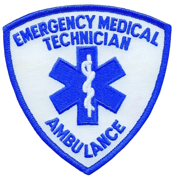 EMERGENCY MEDICAL TECHNICIAN AMBULANCE Shoulder Patch, Royal/Royal, 3-9/16x3-9/16&#34;-Hero&#8216;s Pride