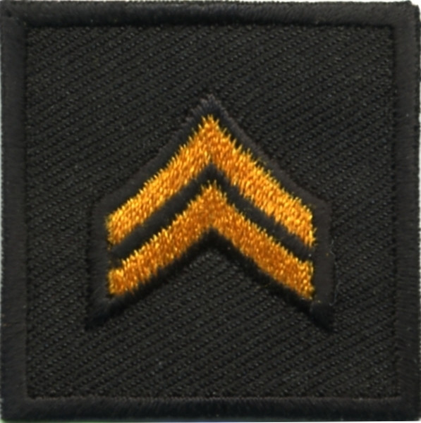 CPL, Embroidered Rank, Pair, Dark Gold/Black, Solid, 1-1/2x1-1/2&#34;-HP
