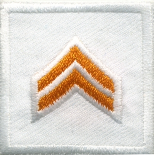 CPL, Embroidered Rank, Pair, Dark Gold/White, Solid, 1-1/2x1-1/2&#34;-HP