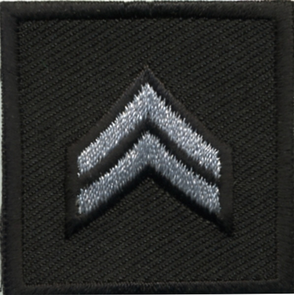 CPL, Embroidered Rank, Pair, Silver/Black, Solid, 1-1/2x1-1/2&#34;-Hero&#8216;s Pride