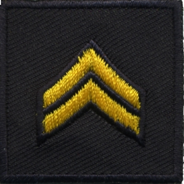 CPL, Embroidered Rank, Pair, MedGold/Midnight, Solid, 1-1/2x1-1/2&#34;-Hero&#8216;s Pride