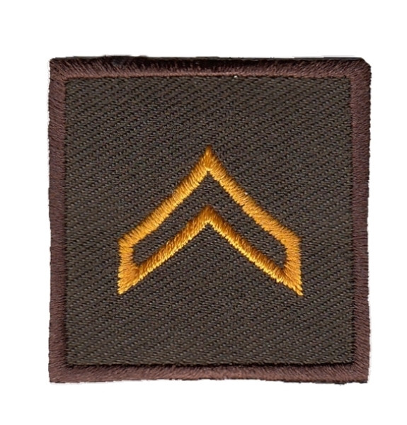 CPL, Embroidered Rank, Pair, Dark Gold/Brown, 1-1/2x1-1/2&#34;-HP
