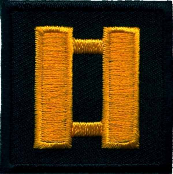 Captain, Embroidered Rank, Pair, Dark Gold/Black, 1-1/2x1-1/2&#34;-Hero&#8216;s Pride