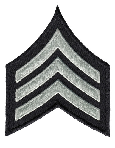 LAPD Chevrons, Sgt1, (Sgt),Pairs, LAPD SilverGrey/Black, 3-1/8"W - Hero