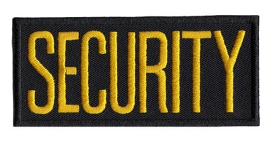 SECURITY Chest Patch, Medium Gold/Black, Heat Seal, 4x2