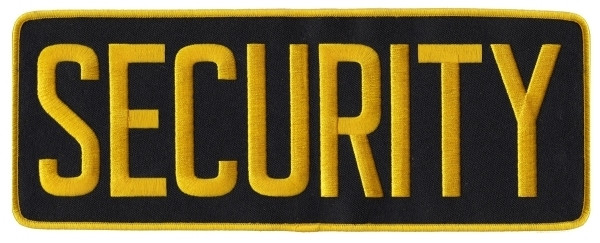 SECURITY Back Patch, Medium Gold/Black, 11x4&#34;-Hero&#8216;s Pride