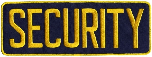 SECURITY Back Patch, Medium Gold/Navy, 11x4&#34;-Hero&#8216;s Pride