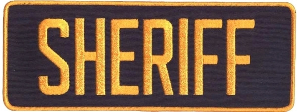 SHERIFF Back Patch, Dark Gold/Navy, 11x4&#34;-