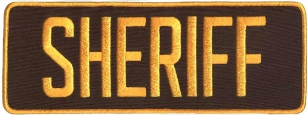 SHERIFF Back Patch, Dark Gold/Brown, 11x4&#34;-