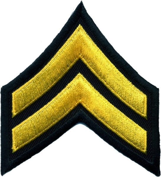CPL Chevrons, Medium Gold/Black, 3&#34; Wide-Hero&#8216;s Pride