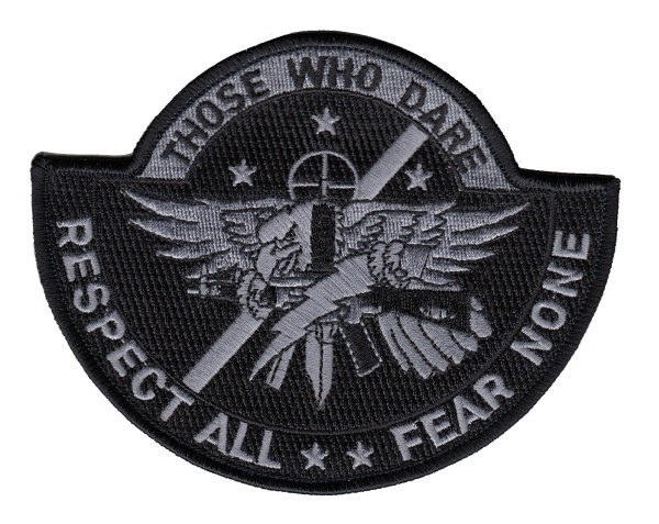 THOSE WHO DARE Shoulder Patch, Silver/Black, 5x4&#34;-HP