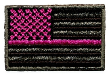 Black American Flag Patch With Pink Line Patch