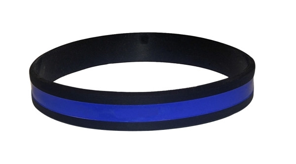 PVC Wristband, Blue Line, Standard, 8&#34;-Hero&#8216;s Pride