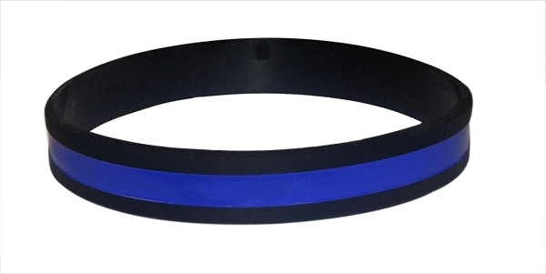 PVC Wristband, Blue Line, Large, 8-3/4&#34;-Hero&#8216;s Pride