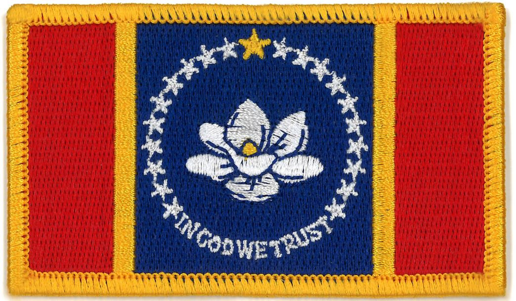 Mississippi State Flag Patch, 3-3/8x2&#34;-Hero&#8216;s Pride