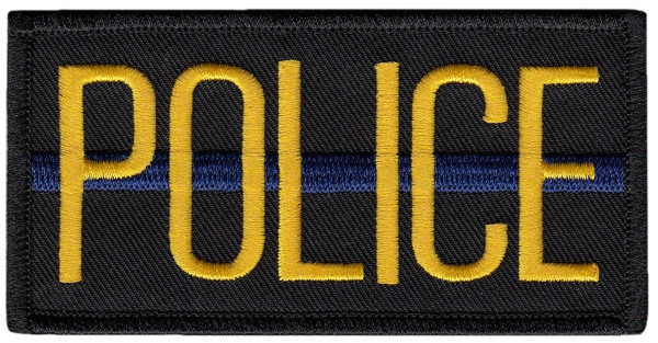 POLICE Chest Patch, Medium Gold/Blue/Black, 4x2&#34;-Hero&#8216;s Pride