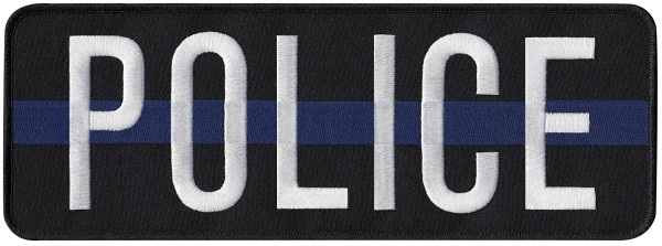 POLICE Back Patch; Hook; White/Blue/Black; 11x4&#34;-HP