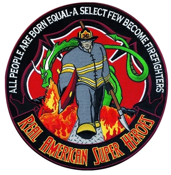 Firefighter, REAL AMERICAN SUPER HEROES Collector Patch, 12&#34; Circle-HP
