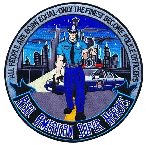 Police Officer, REAL AMERICAN SUPER HEROES Collector Patch, 12&#34; Circle-Hero&#8216;s Pride