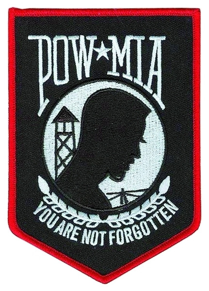 POW MIA Tribute Patch, POW MIA, 3-9/16x5&#34;-HP