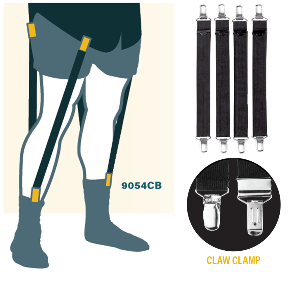 Shirt Holders Adjustable w/ Claw Clasp Single Strap - Black-HP