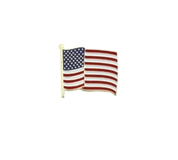 U.S. Flag Pin, Wavy, Enameled & Plated, 1 Post & Clutch Back, 7/8x3/4&#34;-