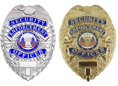 PRIVATE SECURITY OFFICER Badge, Enameled & Plated, Durable 5-Pc Pin & Catch