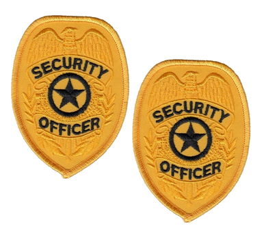 Set of 2 Sew on Security Chest Patches - Security Officer Guard Badge Patch  Embroidered - Security Enforcement Emblem (Black on Gold - Star)