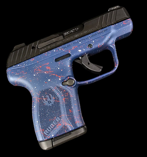 Ruger LCP Max .380 ACP | Blue, White, Red Splatter - Right Side