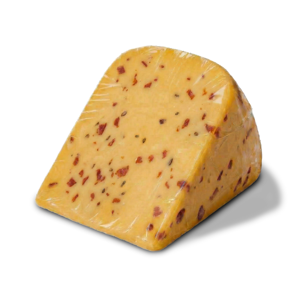 Unpackaged wedge of Yancey's Fancy Natural Ghost Pepper Cheese.