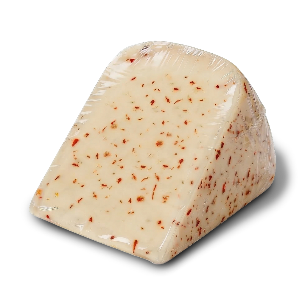 Unpackaged wedge of Yancey's Fancy Ghost Pepper Cheese.