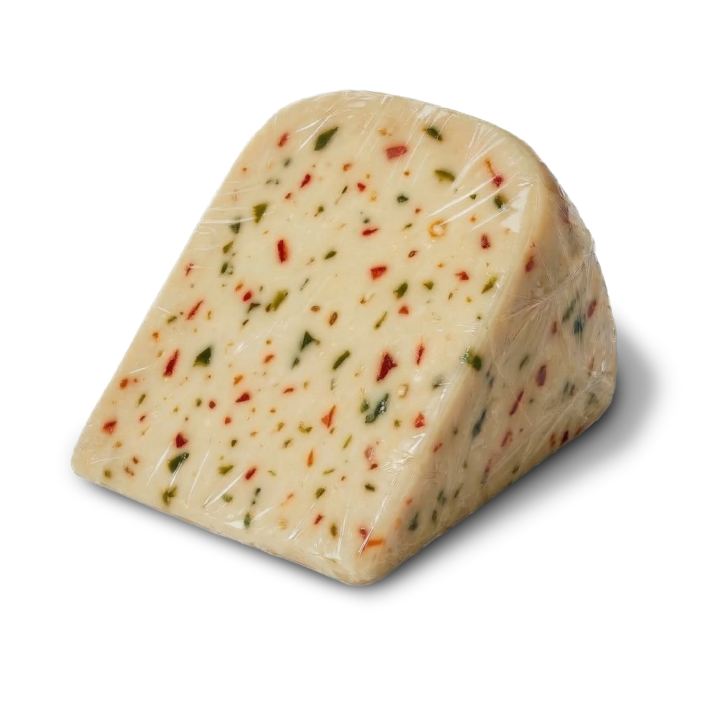 Unpackaged wedge of Yancey's Fancy Jalapeno & Cayenne Cheddar Cheese.