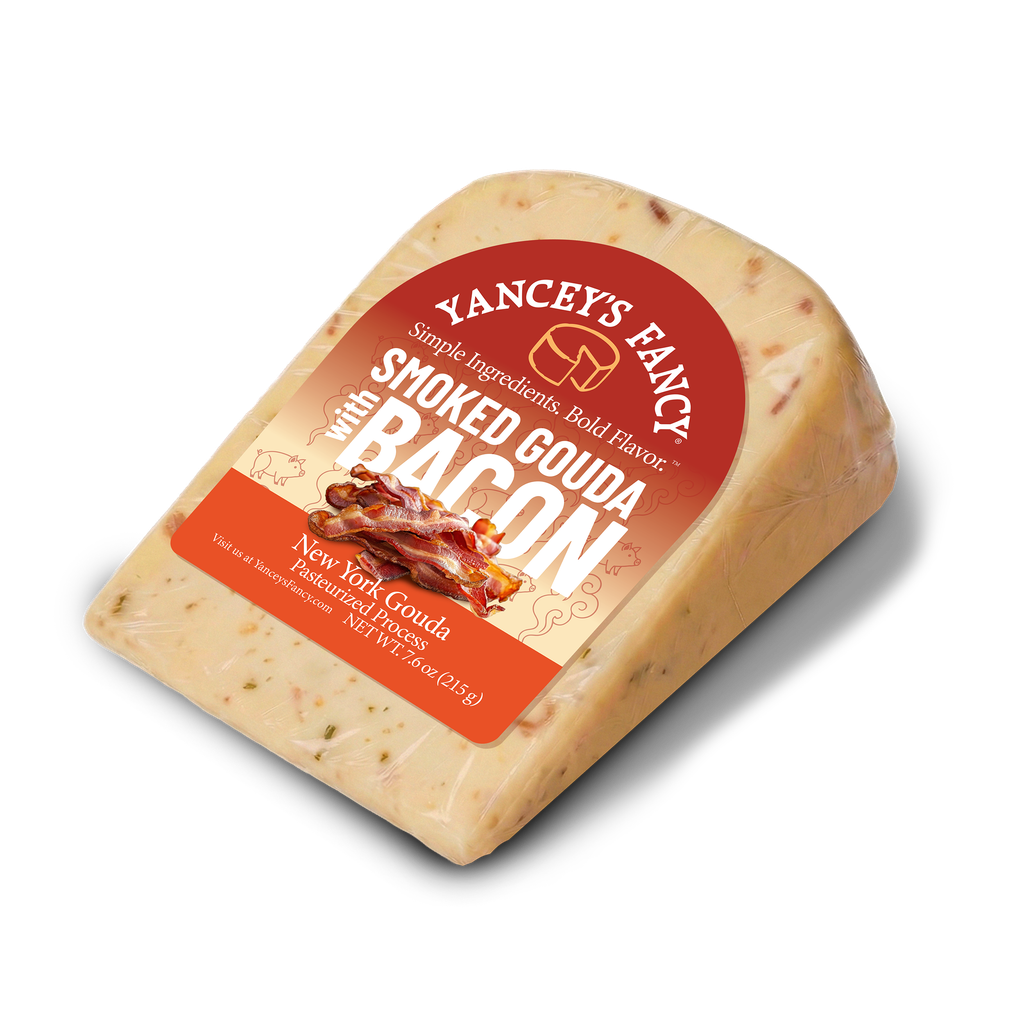 Yancey's Fancy Smoked Gouda with Bacon cheese wedge 7.6 oz wedge