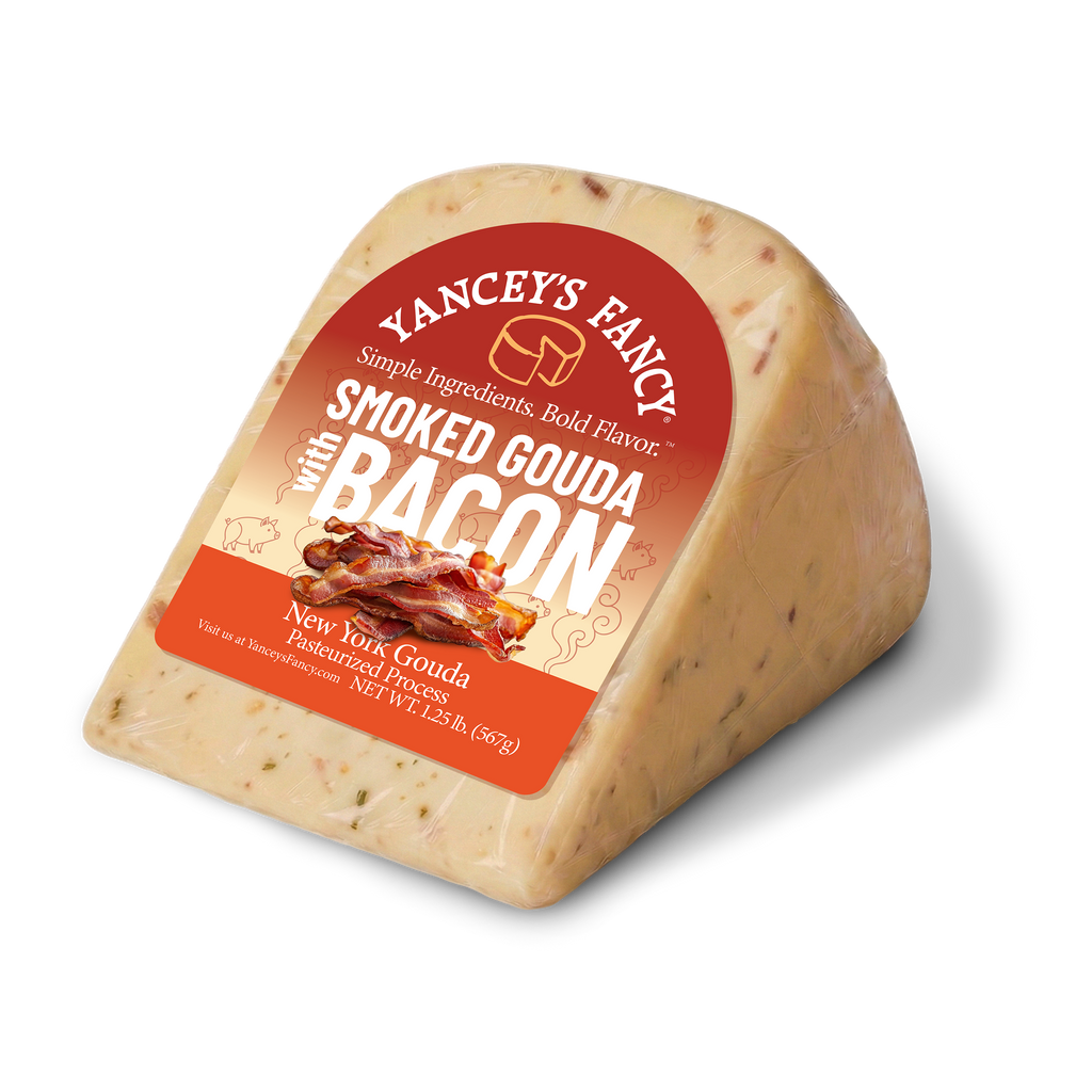 Yancey's Fancy Smoked Gouda with Bacon cheese wedge 1.25 lb wedge