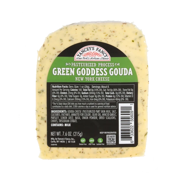 Yancey’s Fancy Green Goddess Gouda Cheese.