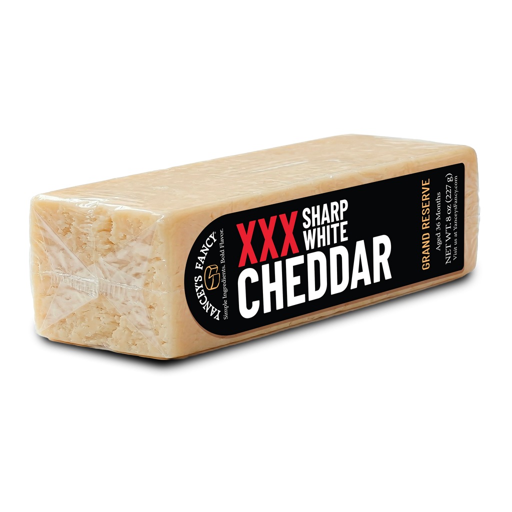 Yancey's Fancy XXX Sharp White Cheddar Cheese.